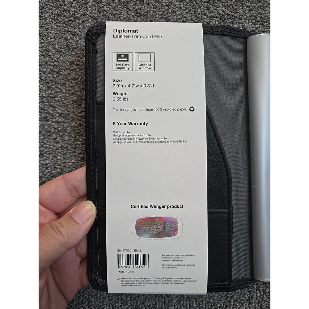 Swissgear Wenger Diplomat Exec Business Card File- Black 156 Card Capacity-NEW